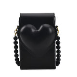 Heart Shaped Beaded Chain Purse Polka Dot Crossbody Bag