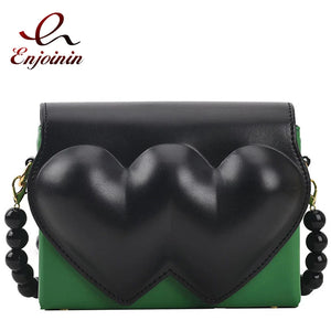 Heart Shaped Beaded Chain Purse Polka Dot Crossbody Bag