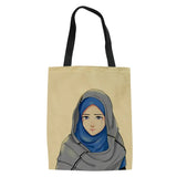 3D Islam Girl Printing Foldable Shopping Bags Shoulder Shopper Bag Ladies