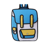 3D Jump Style 2D Drawing Paper Backpack Comic Bookbag