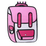 3D Jump Style 2D Drawing Paper Backpack Comic Bookbag