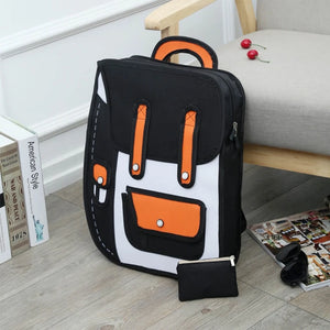 3D Jump Style 2D Drawing Backpack Shoulder Bag
