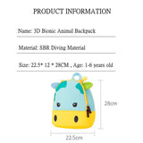 3D Cartoon Animal Backpack Lightweight Waterproof Softback for Kids