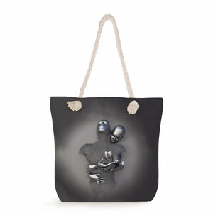 3D Love Heart Grey Art Print Tote Bag Women Shoulder Bag High Capacity Shopping