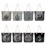 3D Love Heart Grey Art Print Tote Bag Women Shoulder Bag High Capacity Shopping