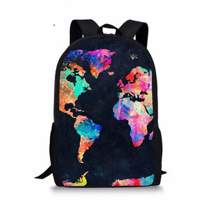 3D Maps Prints School Bags For Boys Girls Kids Backpacks Student Book Bag