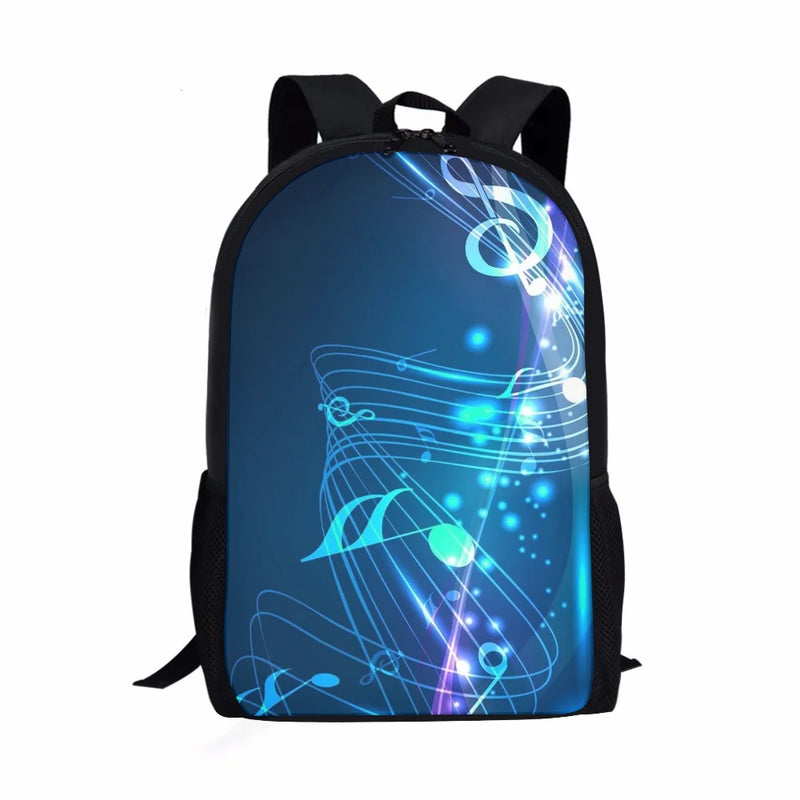 3D Music Symbol Pattern School Bag Teen Backpack Mochila