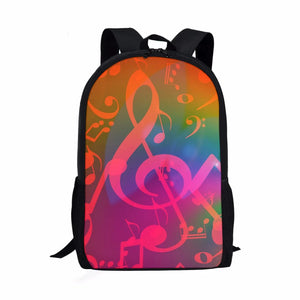3D Music Symbol Pattern School Bag Teen Backpack Mochila
