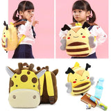 3D Plush Cartoon Kids Backpacks Kindergarten Bee Giraffe Animal School Bags