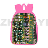 3D Print Electronic Chip Backpack 12/16 Inch Anime Pink