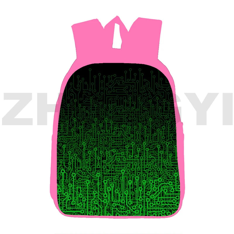 3D Print Electronic Chip Backpack 12/16 Inch Anime Pink