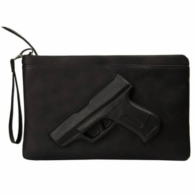 3D Print Gun Clutch Women Bag Evening Leather Handbags