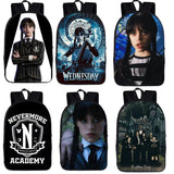 3D Printed Wednesday Addams Backpack for Children Boys Girls Cosplay Schoolbag