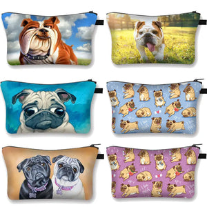 3D Pug Dog Cosmetic Bag for Makeup Organizer Women Mini Handbag
