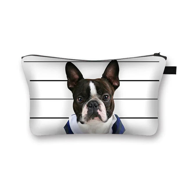 3D Pug Dog Cosmetic Bag for Makeup Organizer Women Mini Handbag