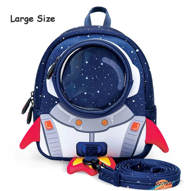 3D Rockets Anti-lost School Bags for Girls Boys Backpack Kids Age 1-6