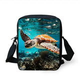 3D Sea Turtle Pattern Messenger Bag for Kids