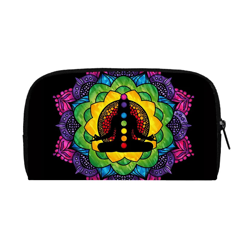 3D Seven Chakras Meditating Buddha Print Wallets Women Purses Canvas Clutch Bag