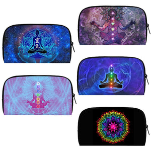 3D Seven Chakras Meditating Buddha Print Wallets Women Purses Canvas Clutch Bag