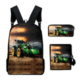 3D Tractor Print Backpack Children Bookbag School Bag Mochila Boys/Girls