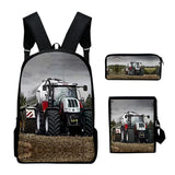 3D Tractor Print Backpack Children Bookbag School Bag Mochila Boys/Girls