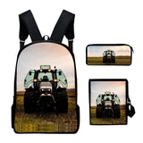 3D Tractor Print Backpack Children Bookbag School Bag Mochila Boys/Girls