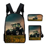3D Tractor Print Backpack Children Bookbag School Bag Mochila Boys/Girls