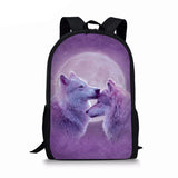 3D Wolf Print Schoolbags for Boys Girls Primary Student Bookbags Kids School Bag