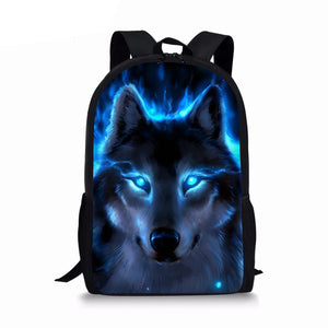 3D Wolf Print Schoolbags for Boys Girls Primary Student Bookbags Kids School Bag