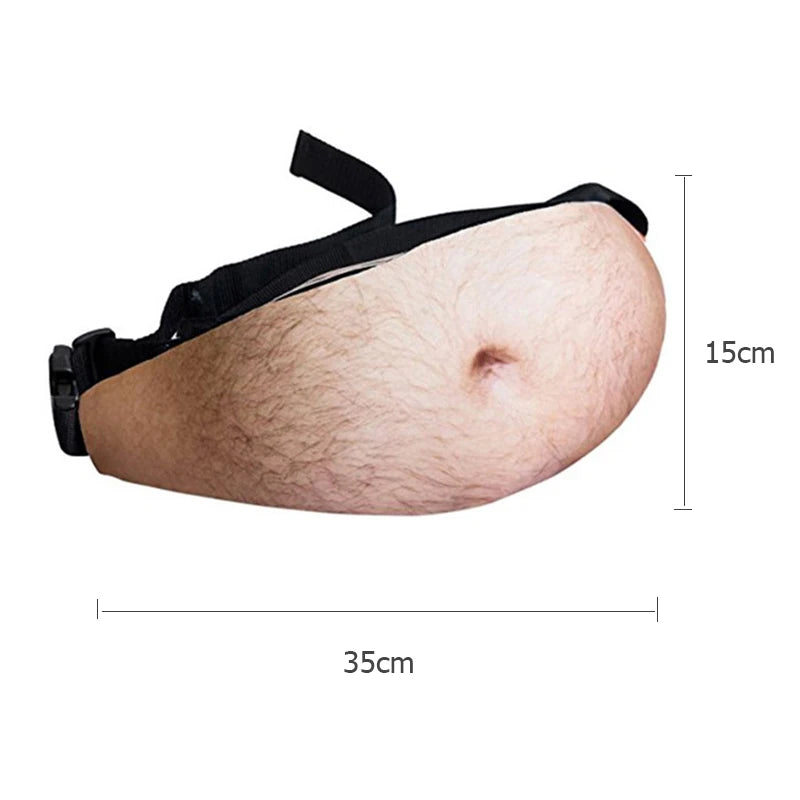 3D Woman Belly Pockets Belt Bag PU Novelty Men Beer Belly Waist Bag