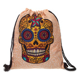 Canvas Draw String Bag Skull Octopus Pattern Harajuku Gothic Backpack