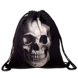Canvas Draw String Bag Skull Octopus Pattern Harajuku Gothic Backpack