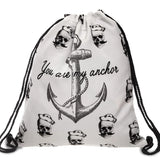 Canvas Draw String Bag Skull Octopus Pattern Harajuku Gothic Backpack