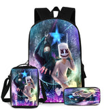 3PCS Backpack Pencil Case Shoulder DJ School Bag High Student Backpacks