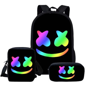 3PCS Backpack Pencil Case Shoulder DJ School Bag High Student Backpacks