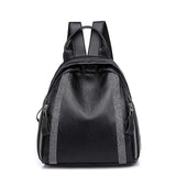 Women PU Backpack with Rhinestone Decor Soft Leather Female Daypack