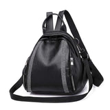 Women PU Backpack with Rhinestone Decor Soft Leather Female Daypack