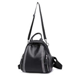 Women PU Backpack with Rhinestone Decor Soft Leather Female Daypack