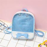 3PCS Women Backpack Double Shoulder Bag Bowknot Knapsack Transparent Bags