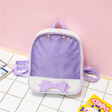 3PCS Women Backpack Double Shoulder Bag Bowknot Knapsack Transparent Bags