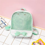 3PCS Women Backpack Double Shoulder Bag Bowknot Knapsack Transparent Bags