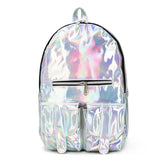 3PCS Women Laser Holographic Backpacks PVC Large Capacity Rucksack
