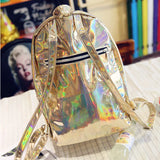 3PCS Women Laser Holographic Backpacks PVC Large Capacity Rucksack