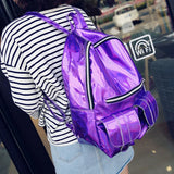 3PCS Women Laser Holographic Backpacks PVC Large Capacity Rucksack