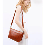 3PCS Women's Bag Set Oil Wax PU Leather Handbag Shoulder Bag Wallet