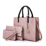 3PCS Women's Bag Set PU Leather Solid Messenger Bag Shoulder Bag Wallet B