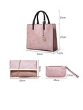 3PCS Women's Bag Set PU Leather Solid Messenger Bag Shoulder Bag Wallet B