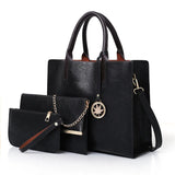3PCS Women's Bag Set PU Leather Solid Messenger Bag Shoulder Bag Wallet B