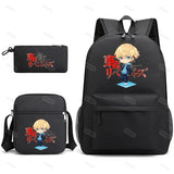 3Pcs Anime Cosplay School Backpack Travel Canvas Bag for Teenage Boys Girls