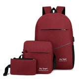 3Pcs College School Backpack for Men Canvas Travel Laptop Backpacks